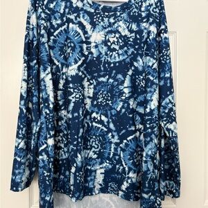 Blue Tie-Dye High Low Tunic